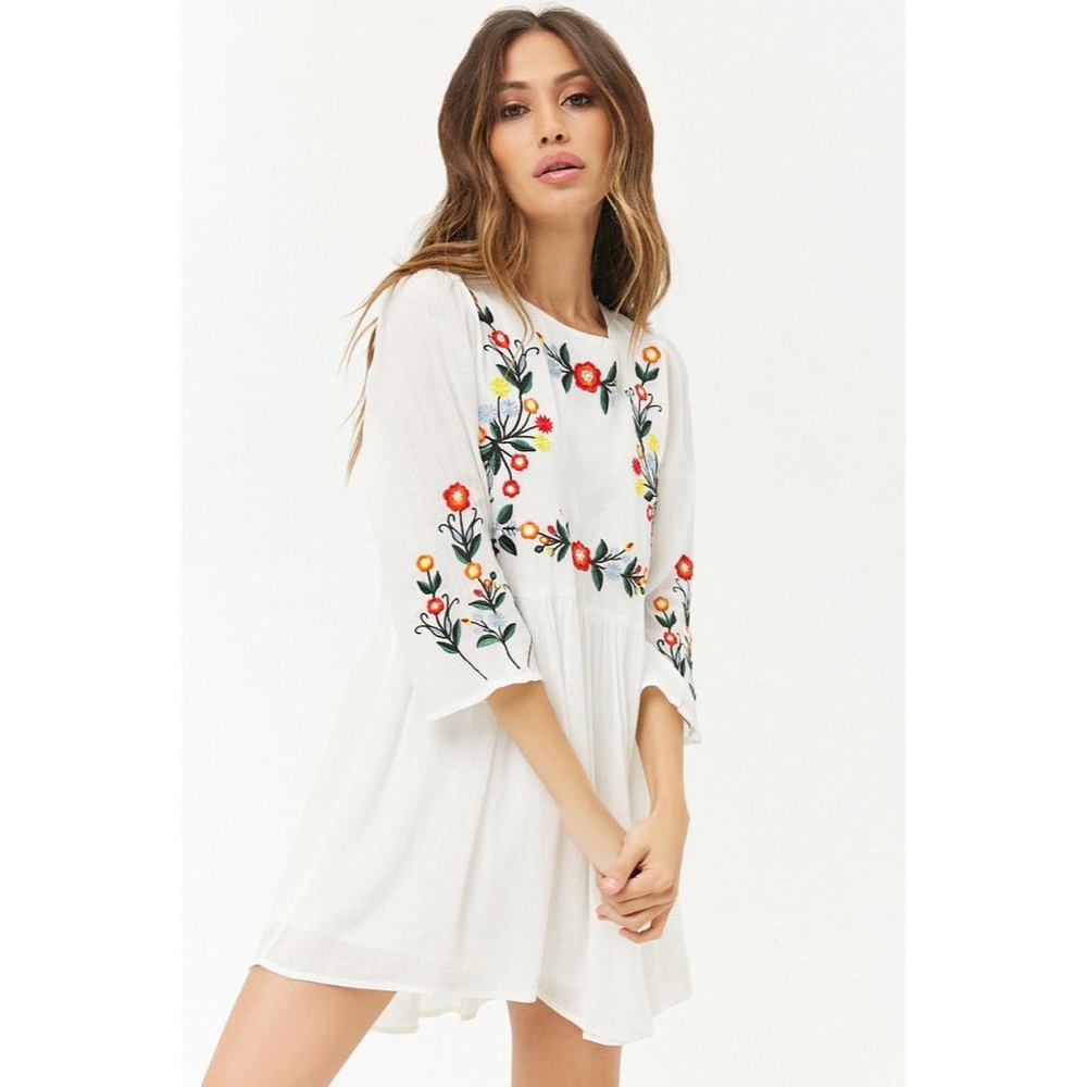 Like New Forever 21 Floral Embroidered Mini Dress